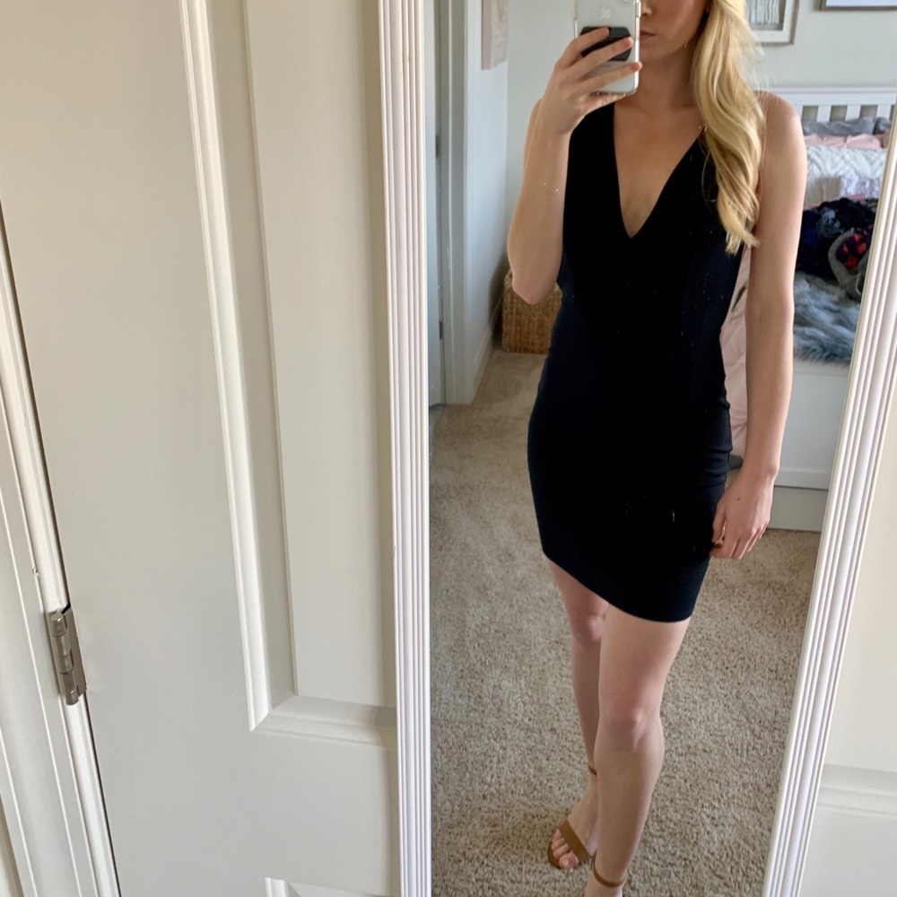 Black open back dress